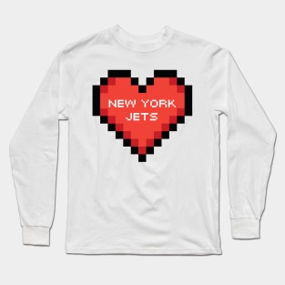 I heart NY Jets pixel art Long Sleeve T-Shirt